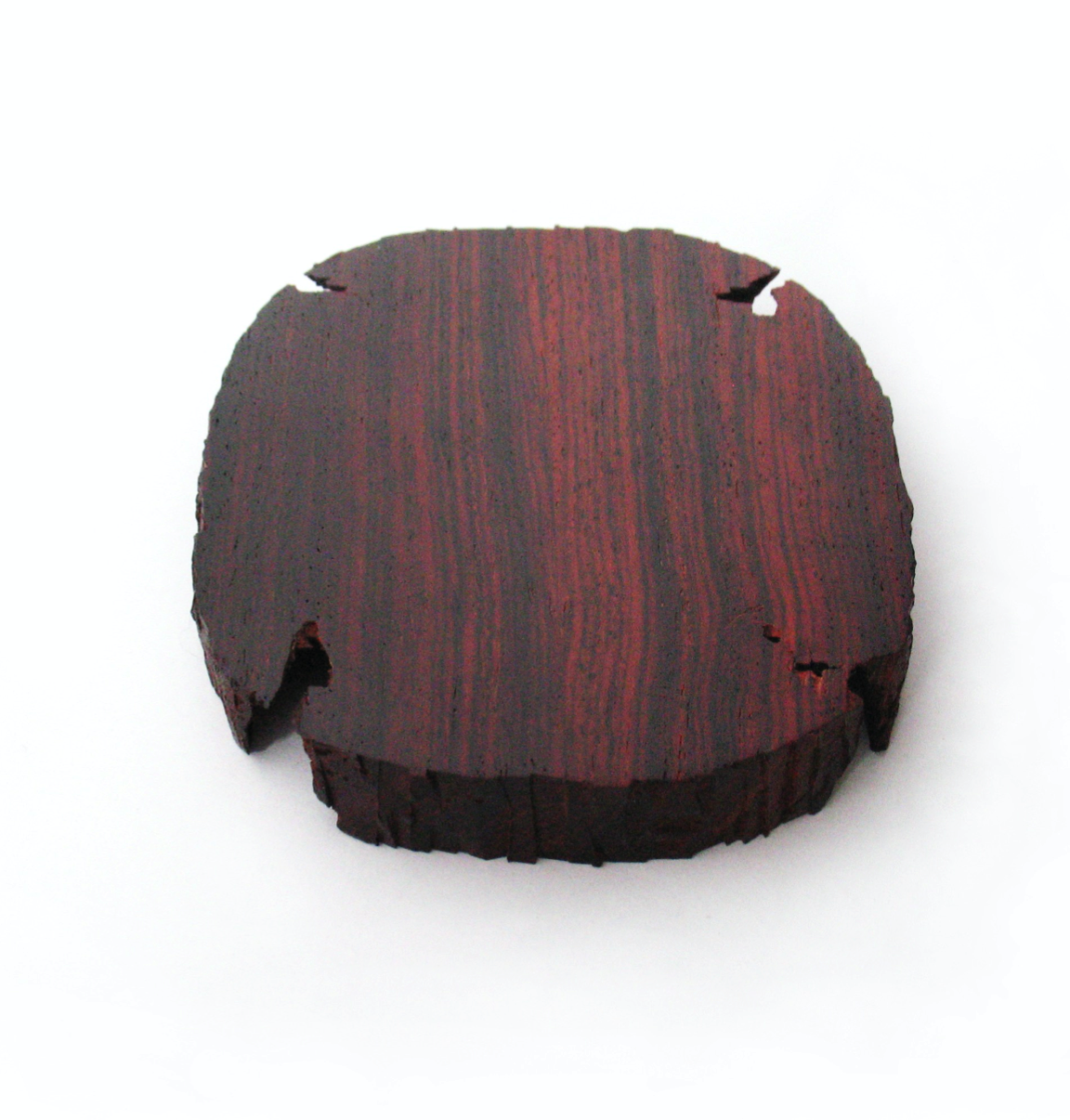 Ansicht einer Brosche aus Cocobolo, Silber und Edelstahl